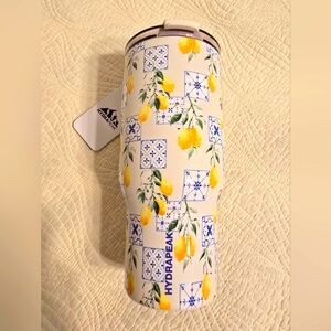 NWT Hydrapeak Artisan Collection Lemon Straw & Flip Lid Stainless Steel Tumbler